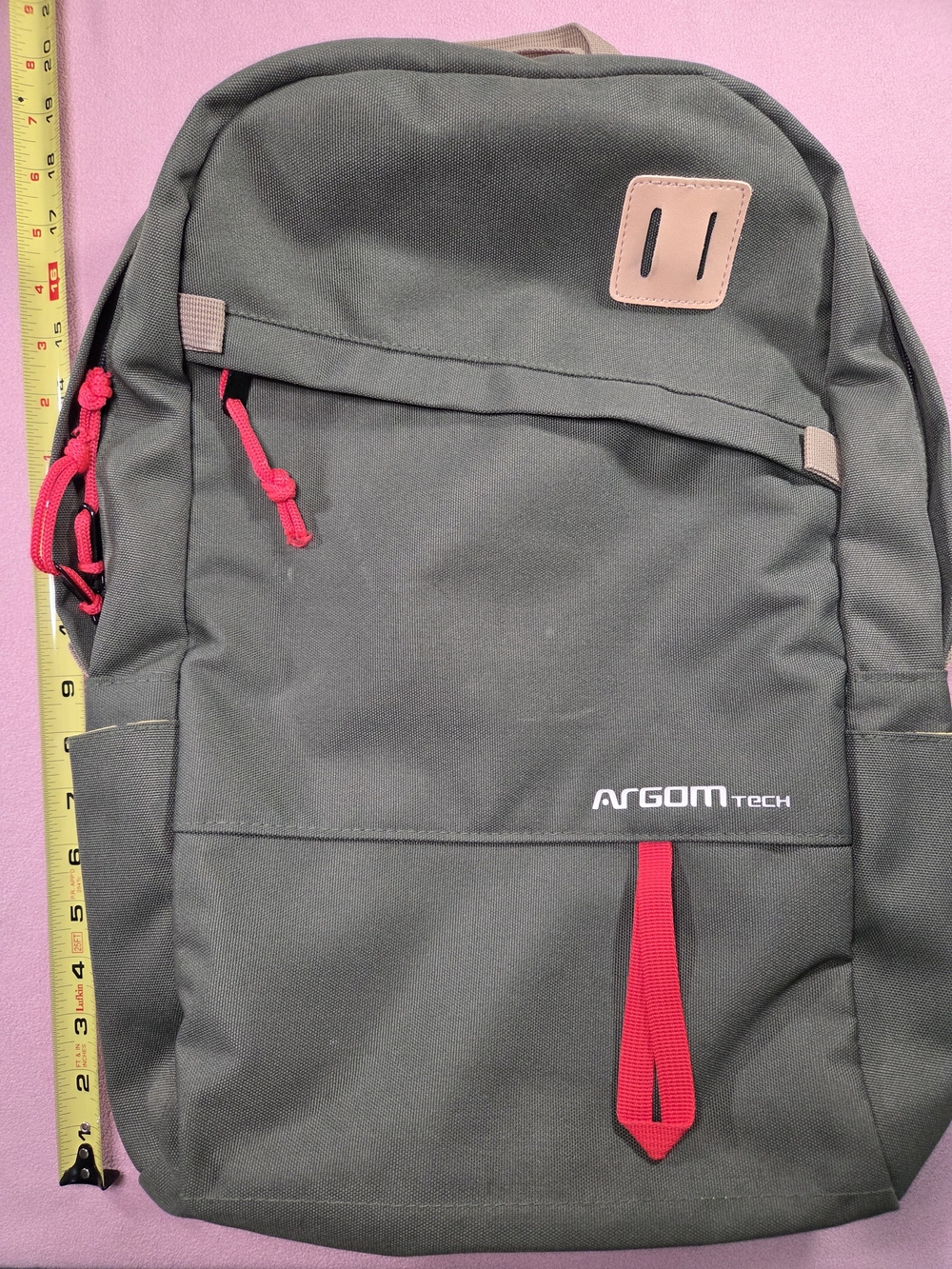 Men's Gray Backpack with Red Accents